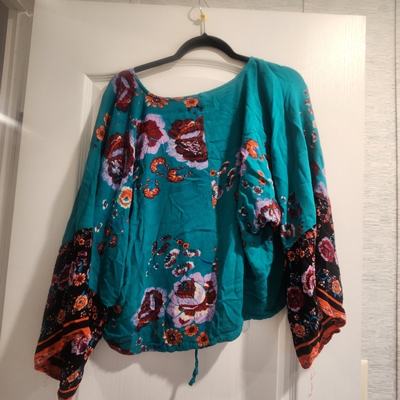Xhilaration Teal Floral Blouse - Picture 4 of 4